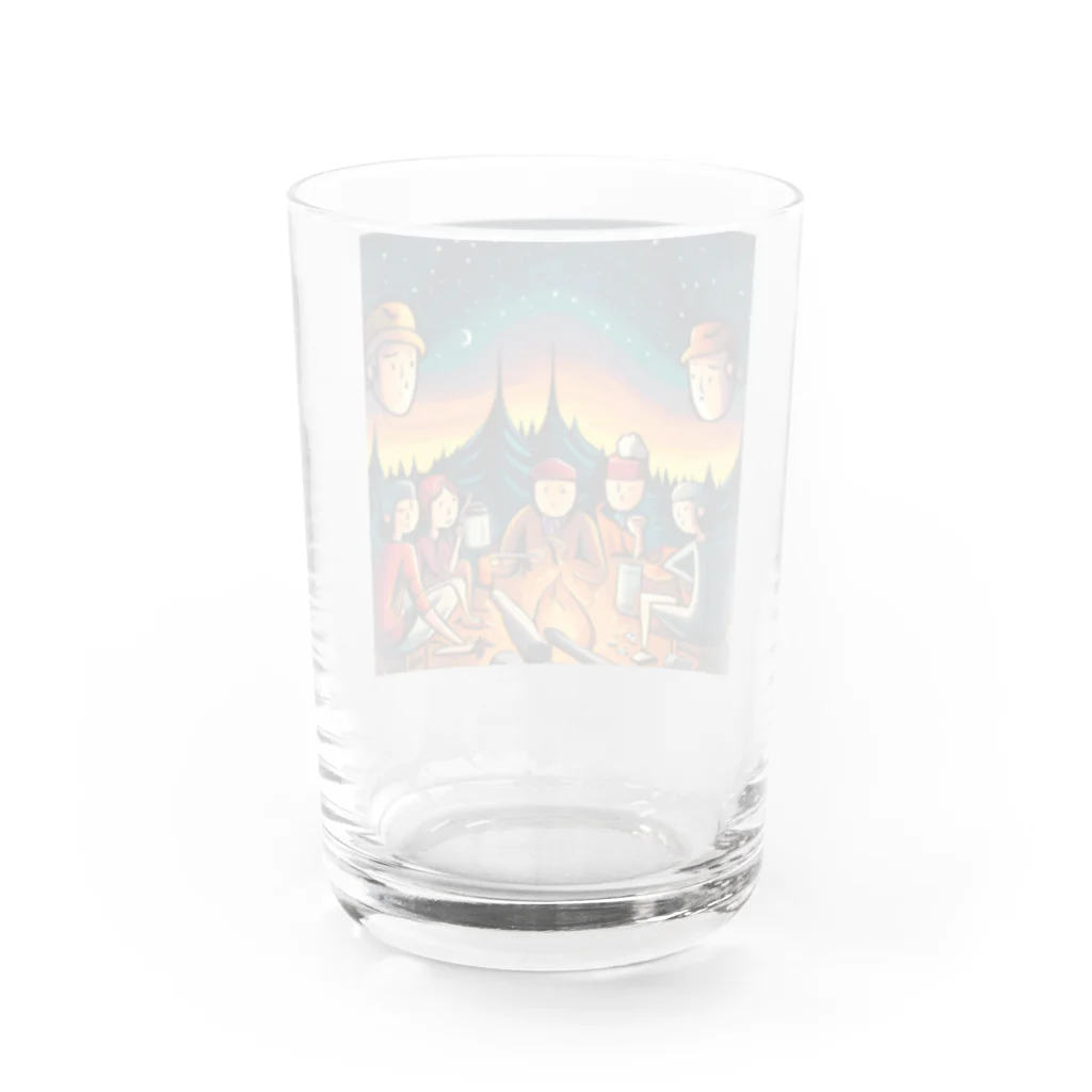 mudouの焚火を囲んで和む Water Glass :back