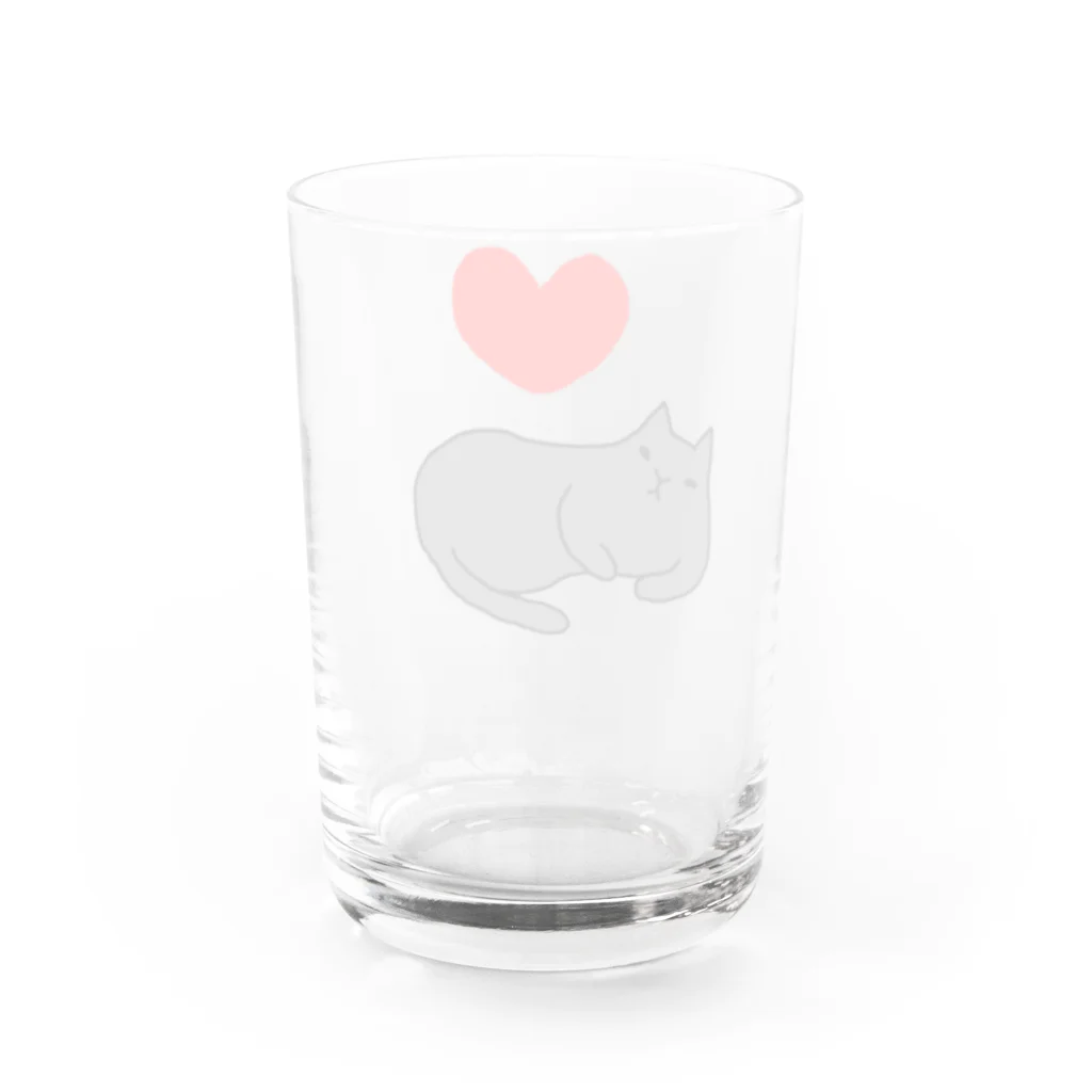 ３２１６のl love クロネコ Water Glass :back