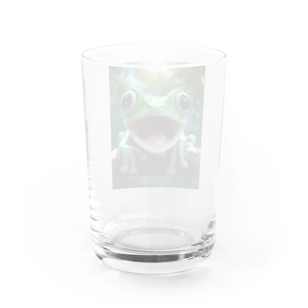 ワンダーワールド・ワンストップのリアルでユニークな笑っているカエル Water Glass :back