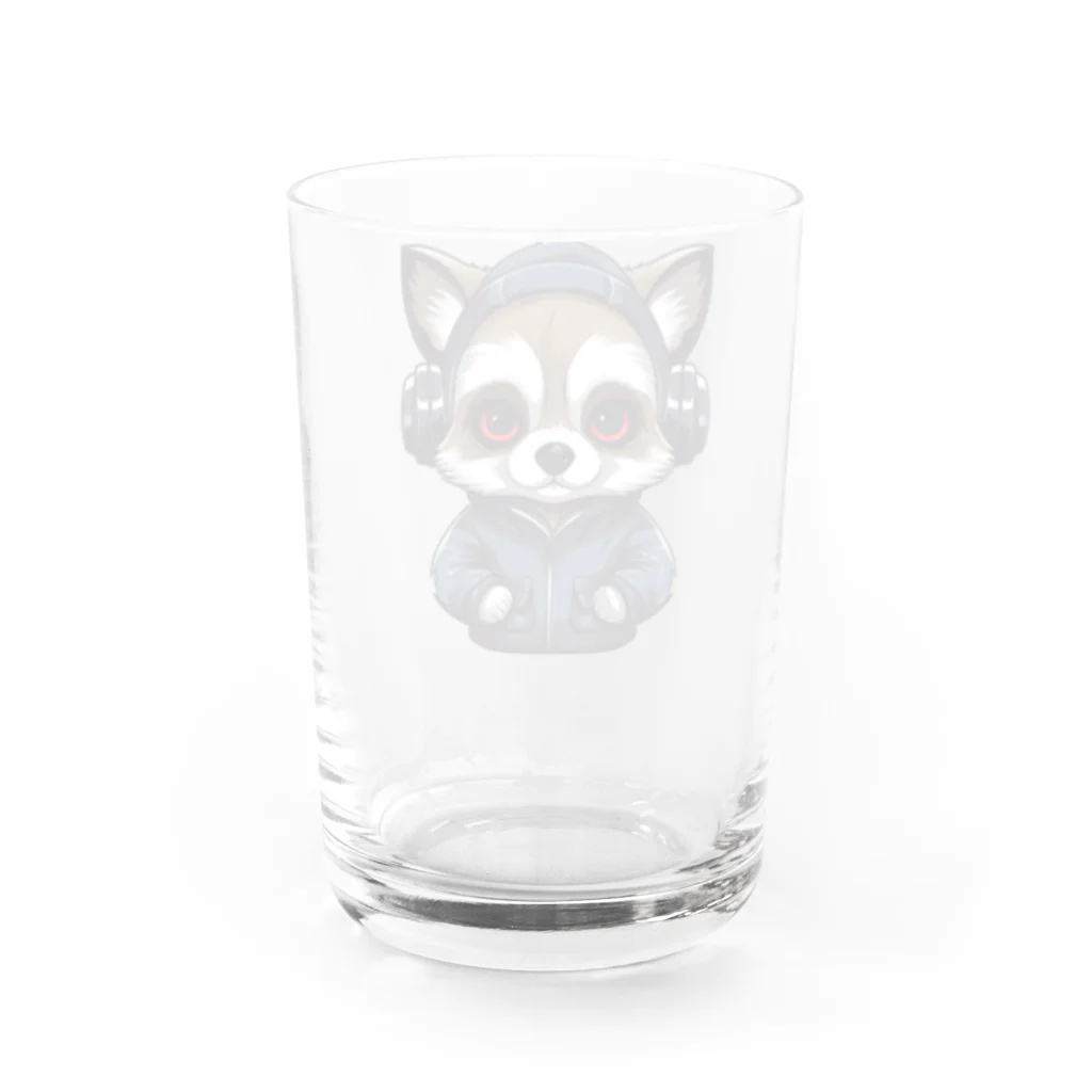 Vasetti_pressのヘッドホンをかけているタヌキ Water Glass :back