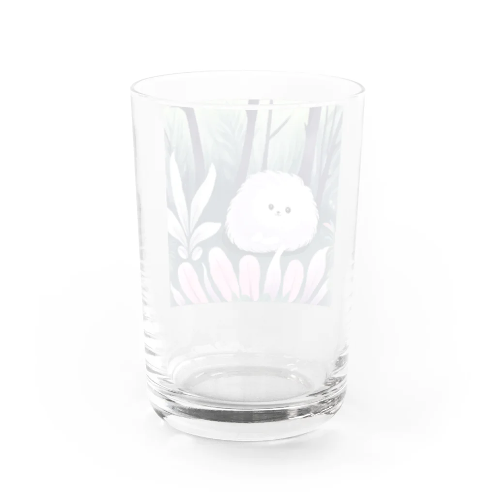 フワフワリンの白いフワフワちゃん Water Glass :back