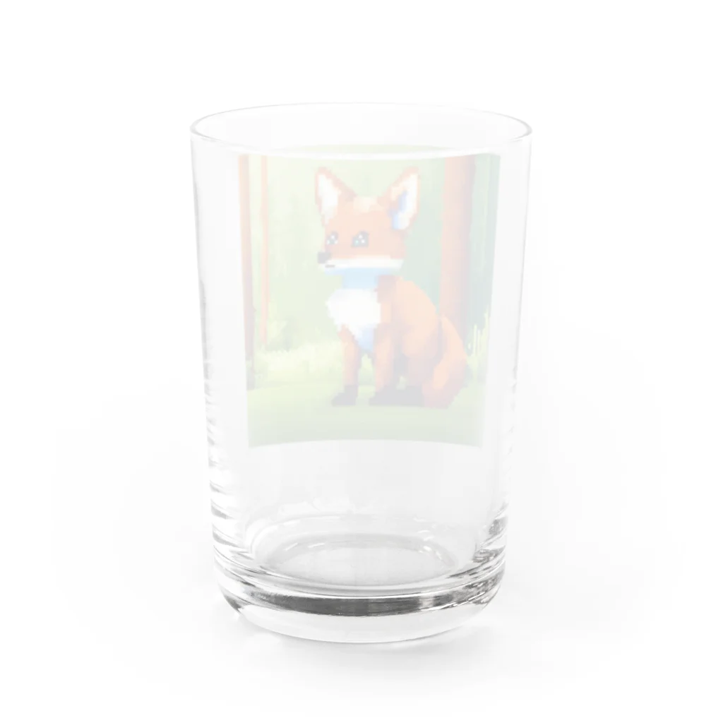 hamusutaroのキツネピクセルアート Water Glass :back