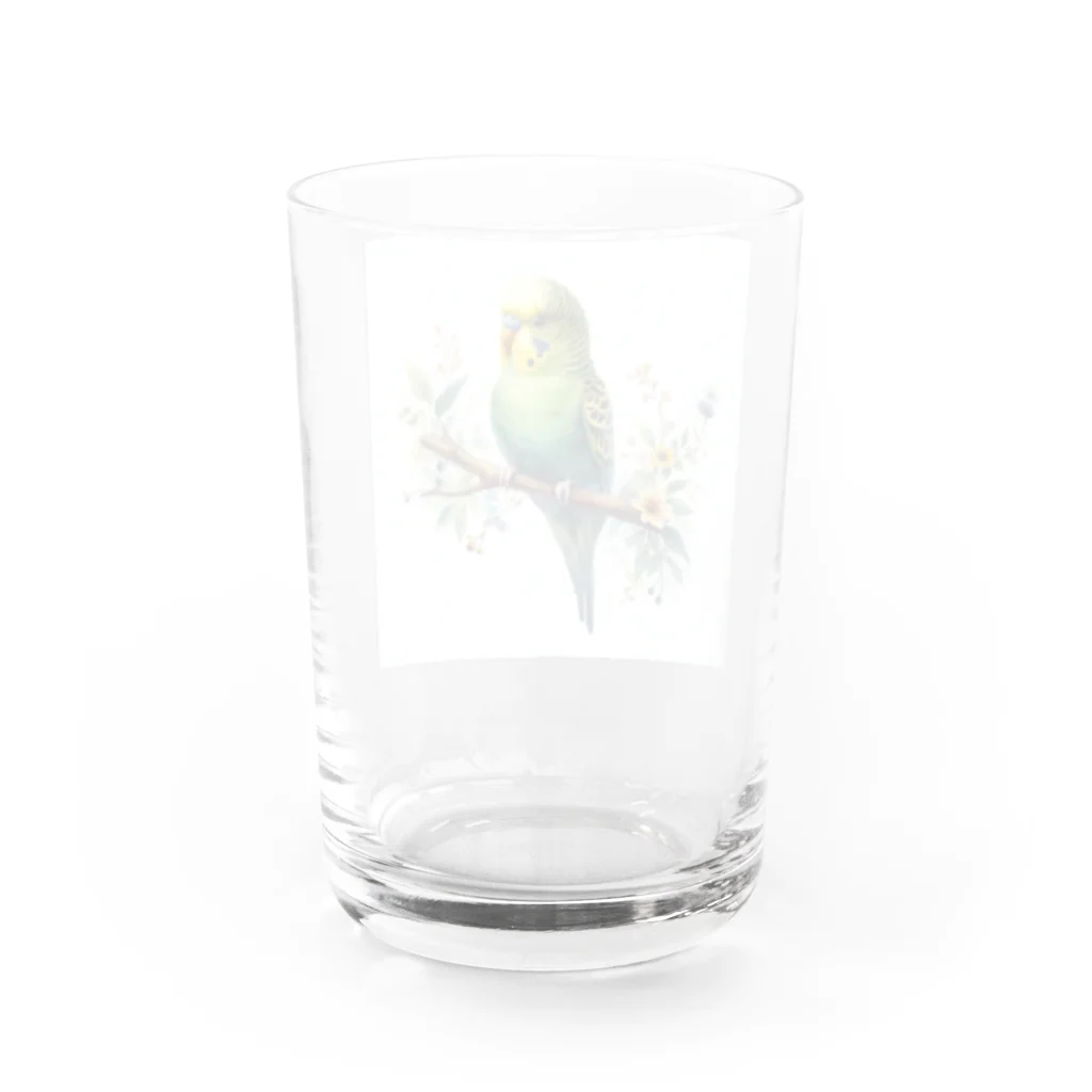 ほんわかショップのセキセイインコ（黄色） Water Glass :back