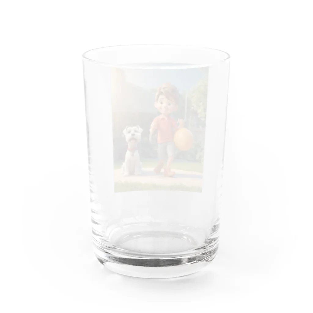 ワンダーワールド・ワンストップの男の子と愛らしいシュナウザー・ドッグ② Water Glass :back