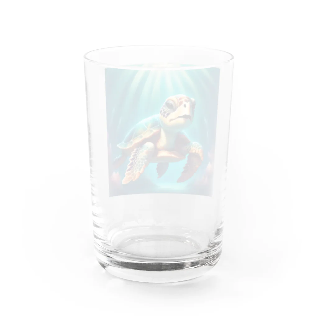 KEIZOKUの可愛らしい天使のような海ガメのイラストグッズ Water Glass :back