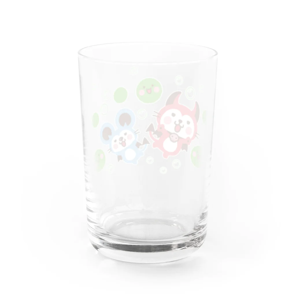 ミニマムユニヴァース@SUZURIのデビねこくんとデビねずちゃん グラス マリモ Water Glass :back