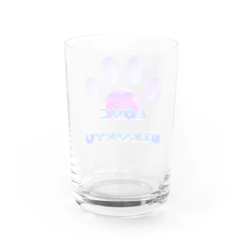 NIKUKYU LOVERのLOVE NIKUKYU -肉球好きさん専用 ブルーピンクバルーン - Water Glass :back