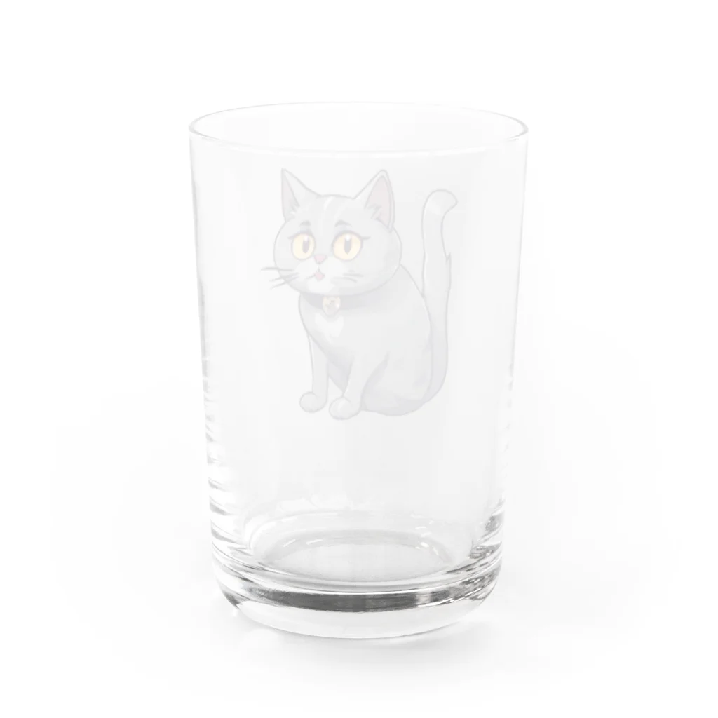 心の彩アートのグレーキャット Water Glass :back