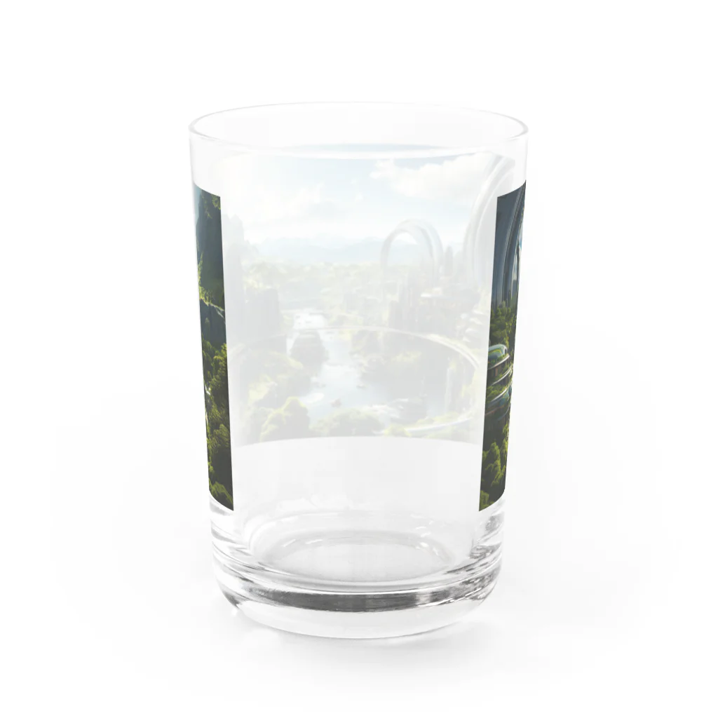 旨味教授といちごもちぷりんの未来都市 渓谷 Water Glass :back