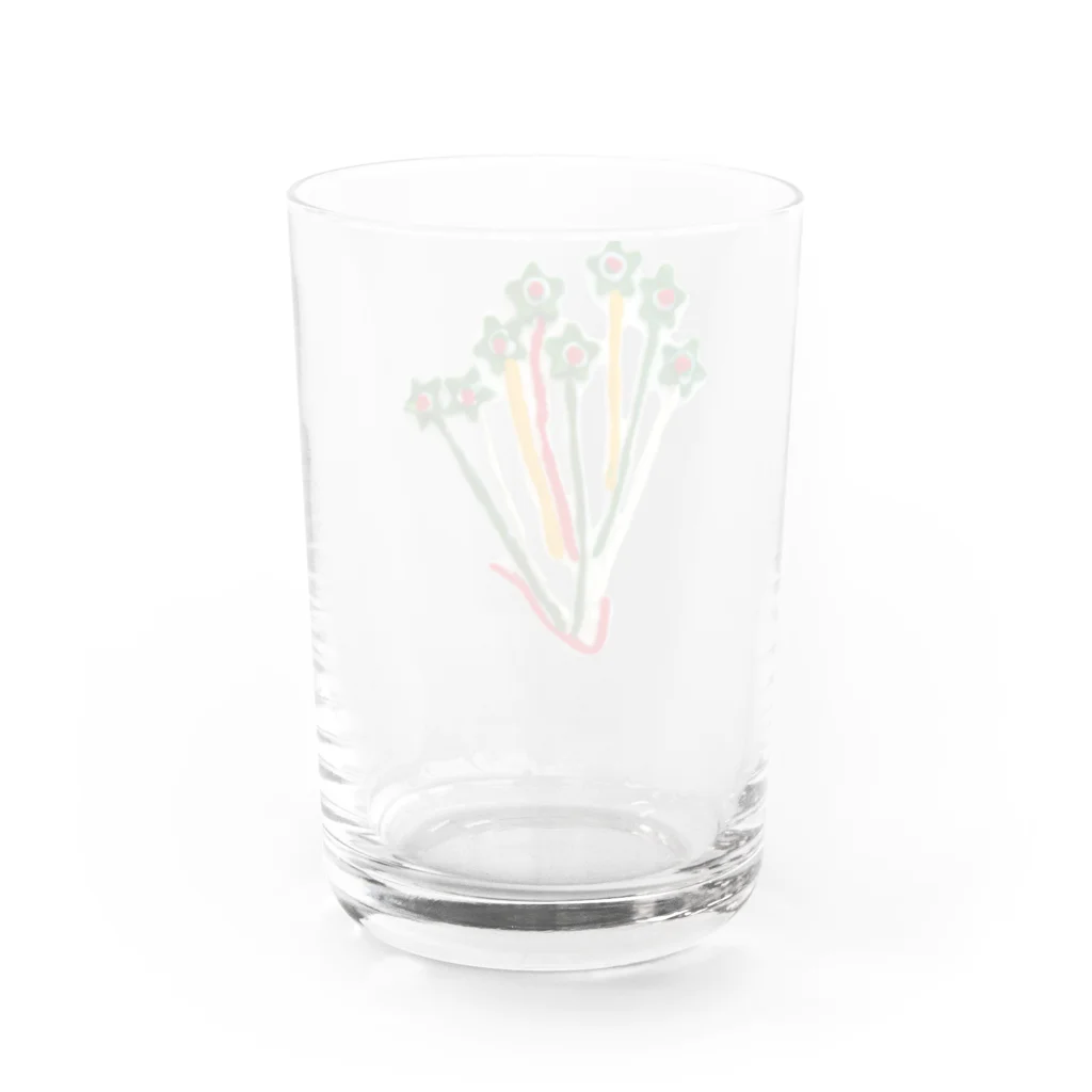 こどもと私の絵や粘土の花瓶に入った星の花 Water Glass :back