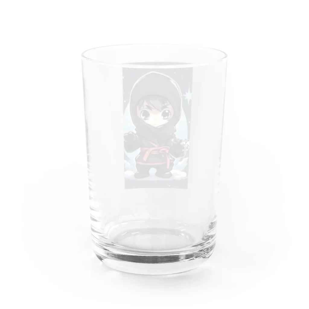 ニンニン忍者パンのとっても小さな忍者さんのキュートなイラスト入り Water Glass :back