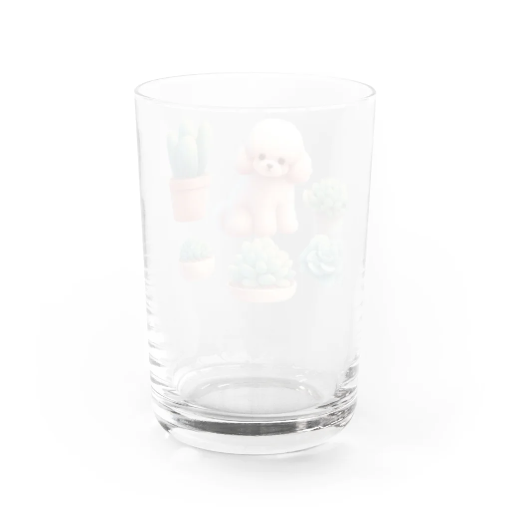 わんにゃんsucculentのトイプーと多肉植物 Water Glass :back