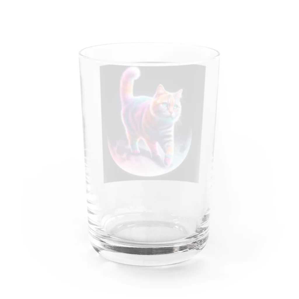 ニャーちゃんショップのムーンキャット【月で暮らす猫】 Water Glass :back