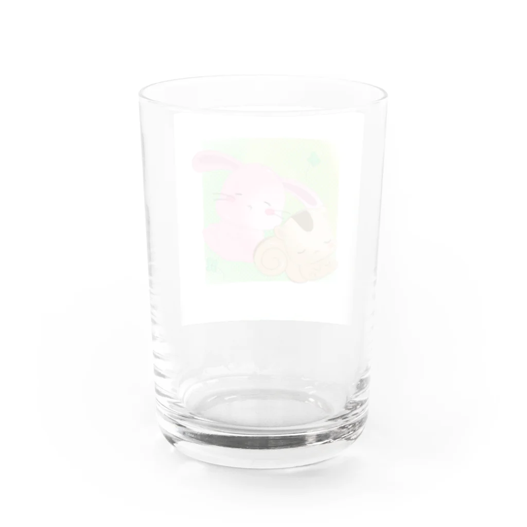 MONACAのお昼寝 うさぎとリス Water Glass :back