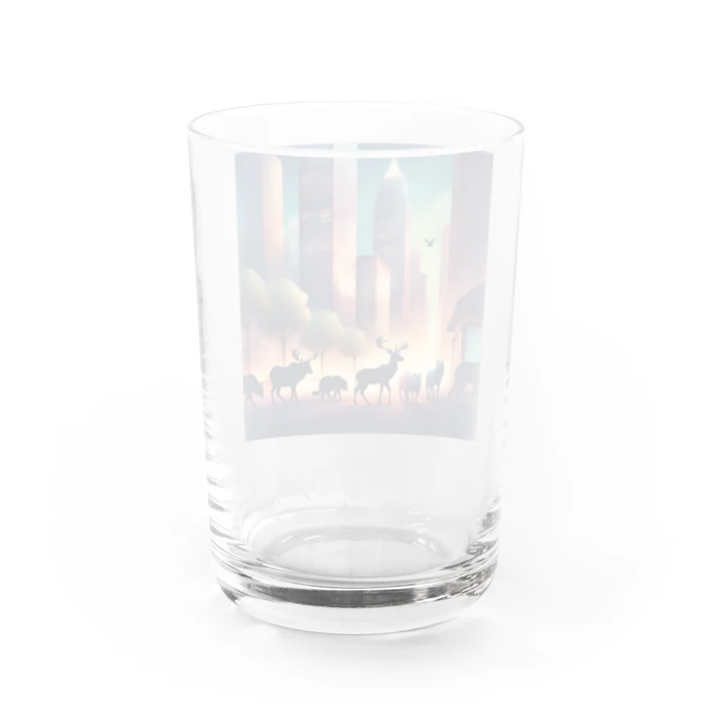 animalsのジャングルを抜け出し都会に来た動物たち Water Glass :back