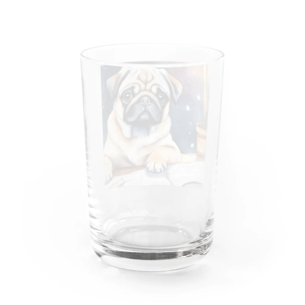 こころやすらぐの水彩子犬　パグ Water Glass :back