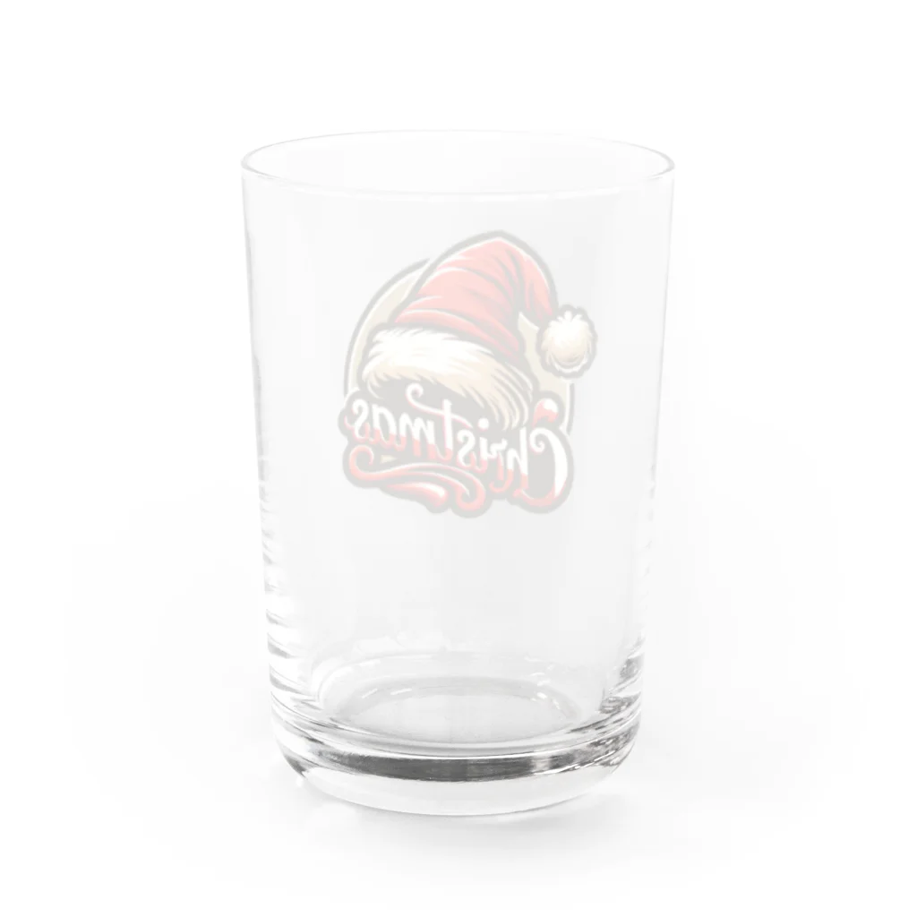 ハルモカショップのクリスマスのロゴ Water Glass :back