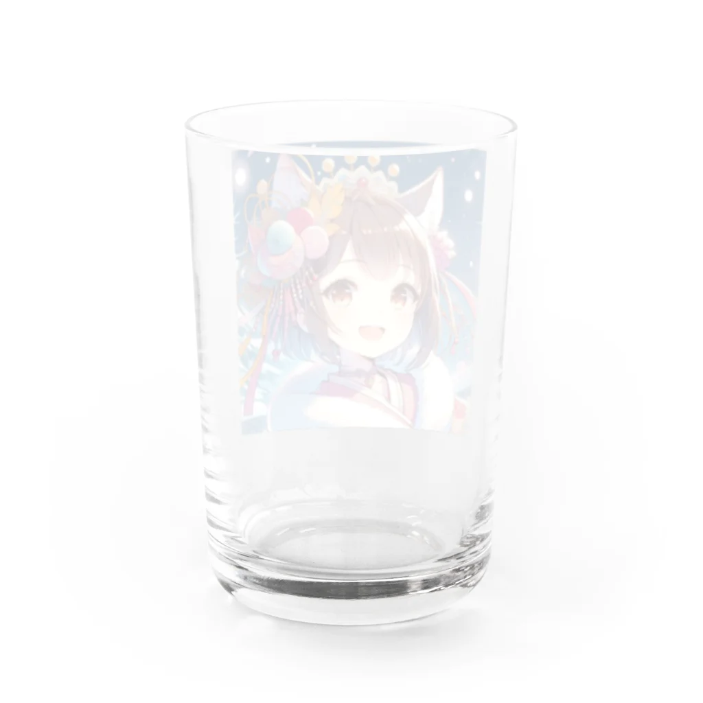 Happy Hub"（ハッピー・ハブ）の猫ギャル振り袖 Water Glass :back