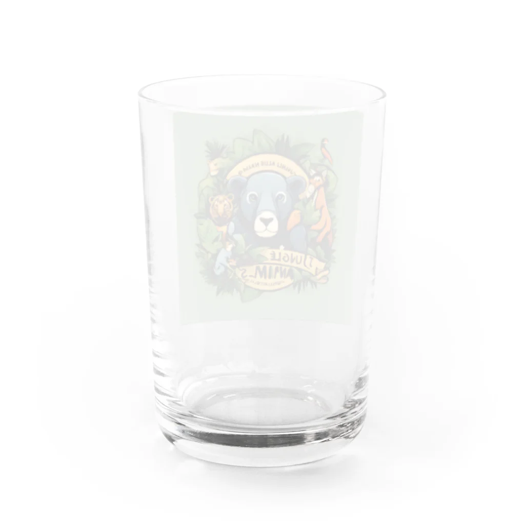 0413otoの動物たちのロゴマークグッズ Water Glass :back