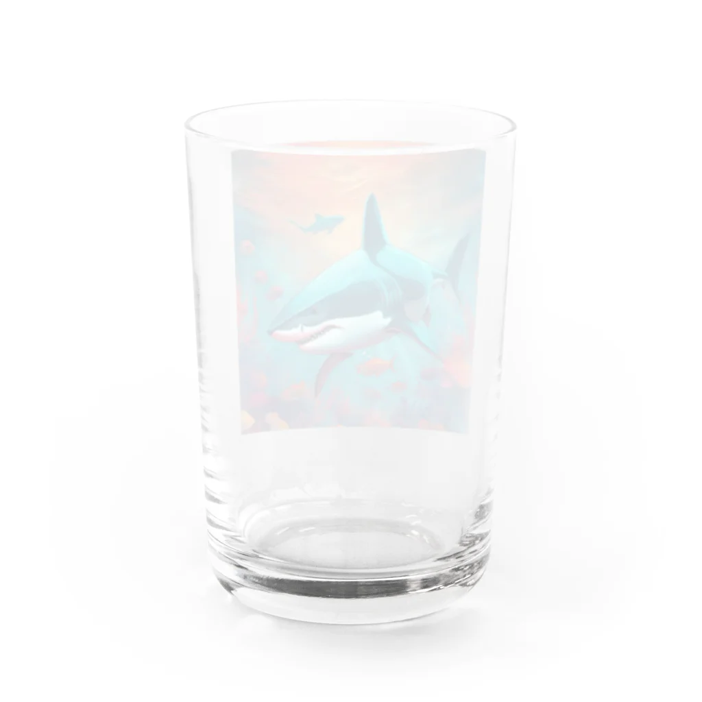 LINEスタンプっぽいグッズショップのサメさん Water Glass :back