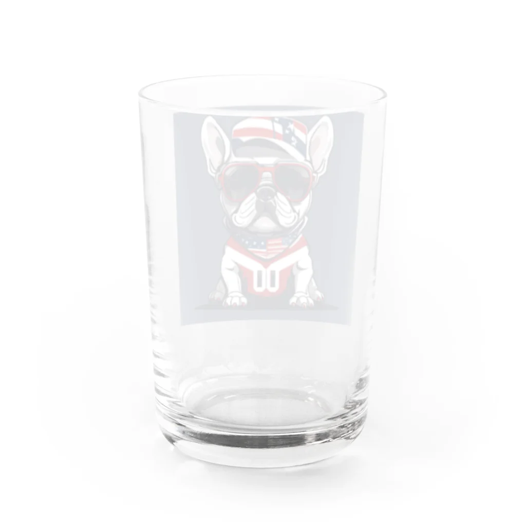 y1717のBullくん　アメフトをやる Water Glass :back