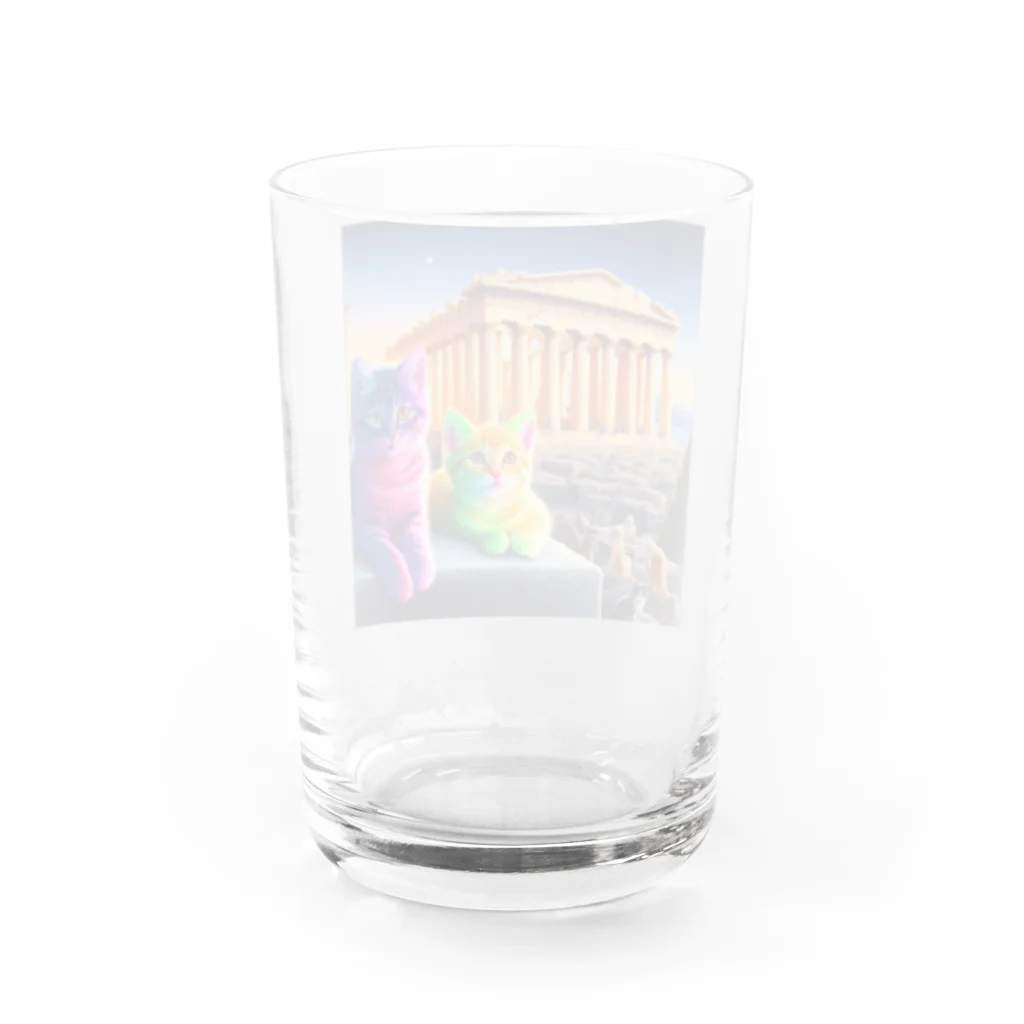 ニャーちゃんショップのパルテノン神殿のキャッツ Water Glass :back