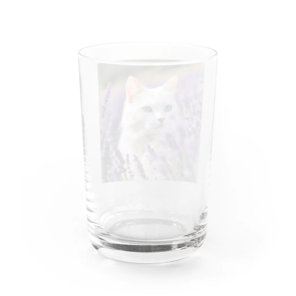 capcat1919のラベンダー猫 Water Glass :back