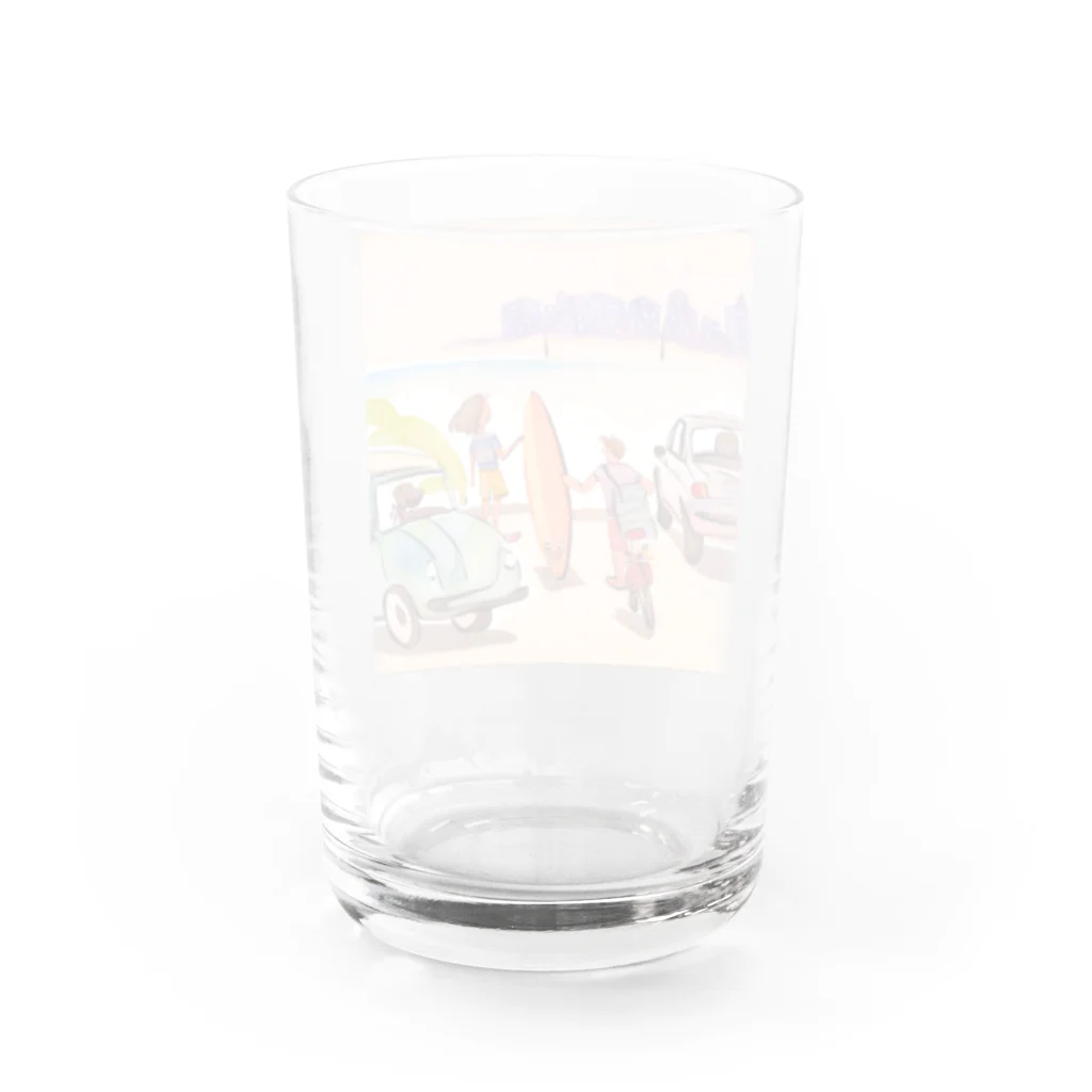 kj369の海辺のサーファーたち Water Glass :back