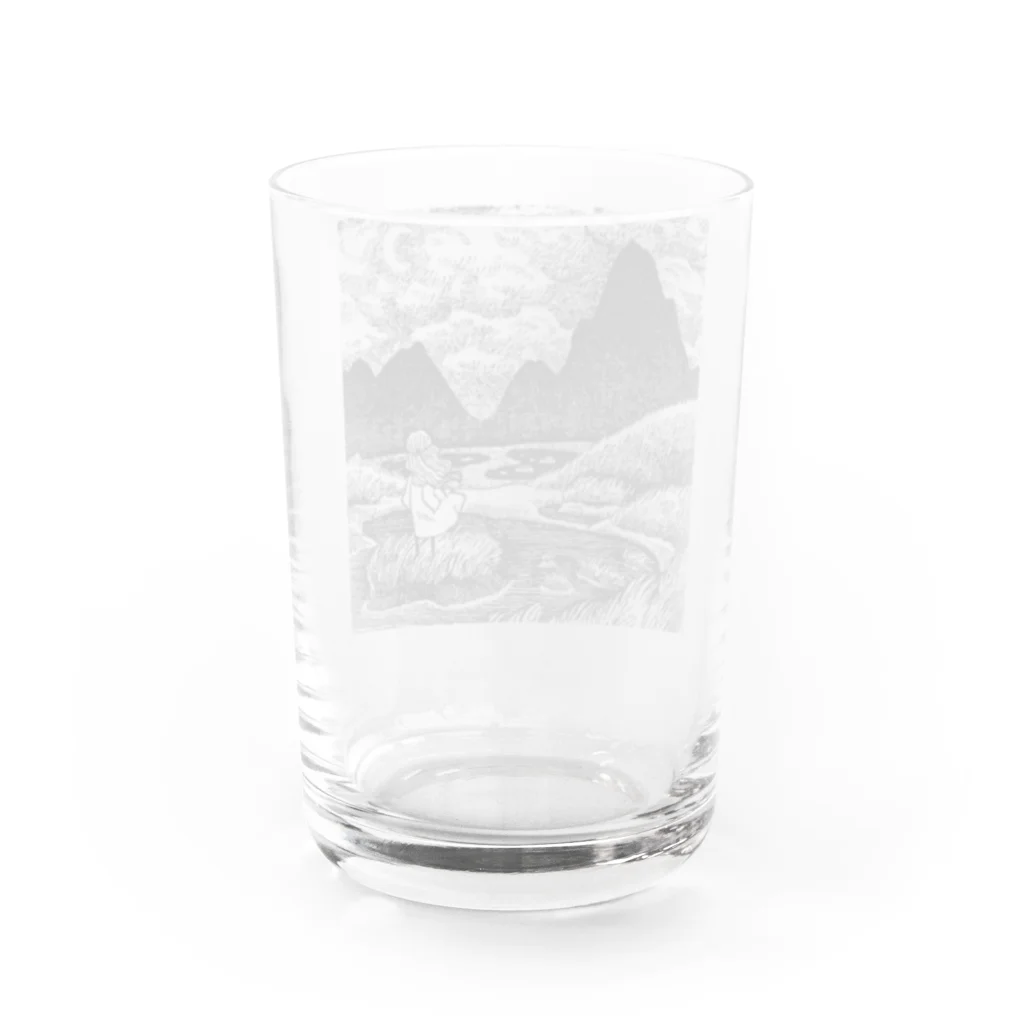 森の絵画屋さんのペン画「孤独」 Water Glass :back