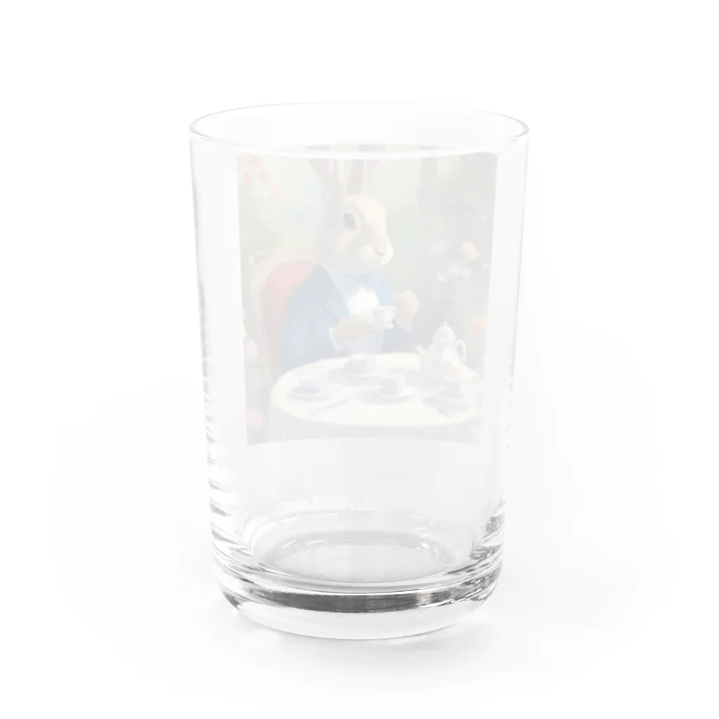 -888-のティータイム紳士ウサギ Water Glass :back