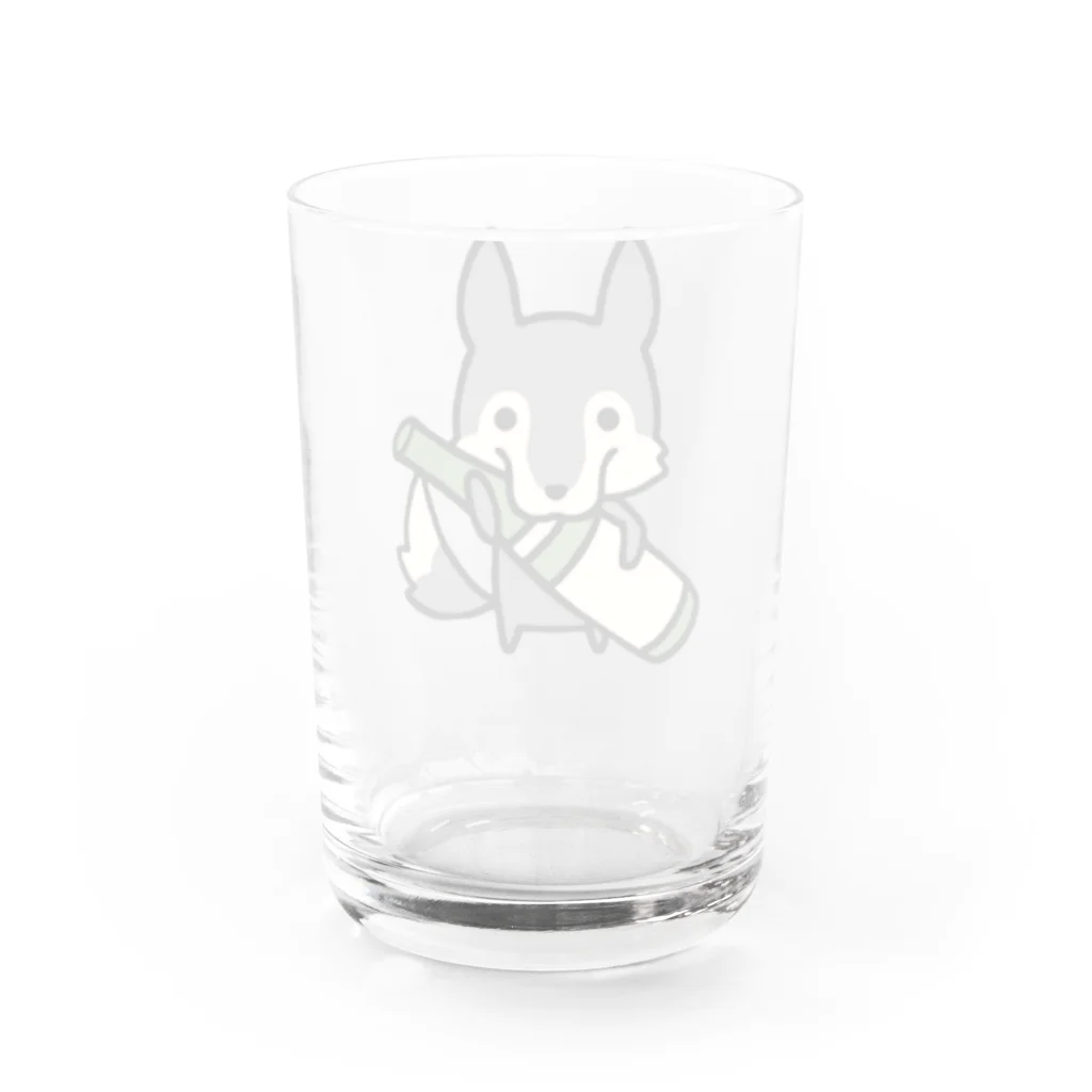 そばの日本酒好きな飲んべぇオオカミ Water Glass :back