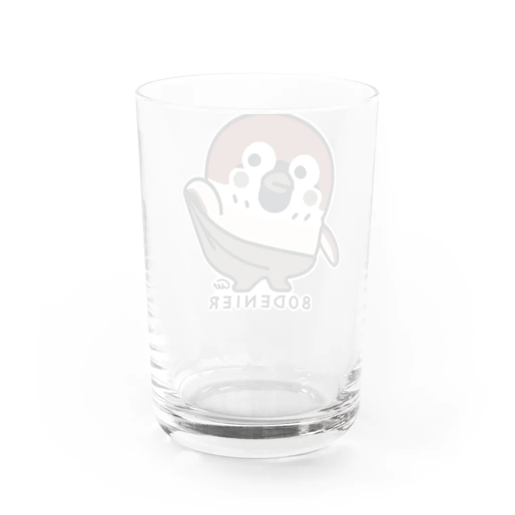 イラスト MONYAAT の履いてる？ 80DENIER タイツを履いたスズメ　大きめ Water Glass :back