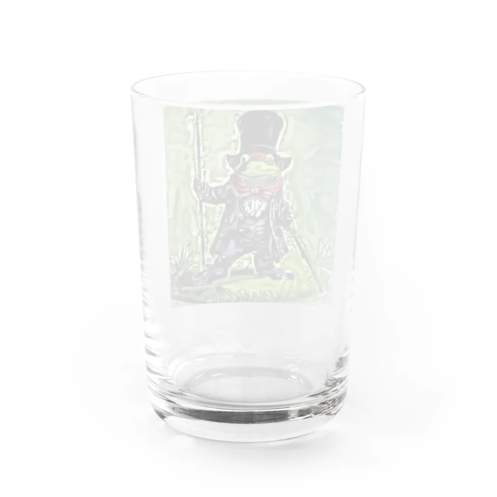 絵を描く人【のなまに】のシルクハットのカエル Water Glass :back