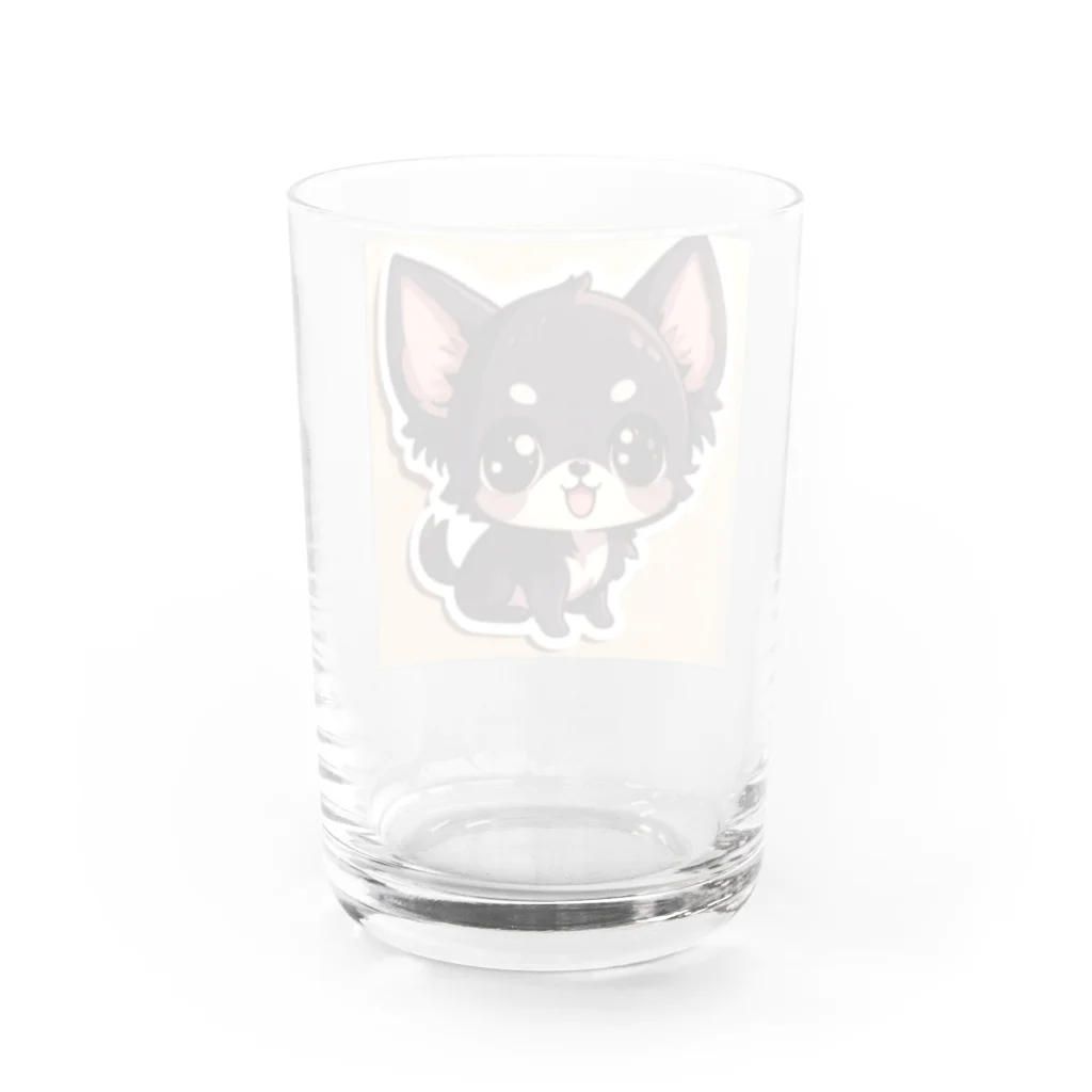 可愛いチワワグッズショップのブラックタンチワワ Water Glass :back