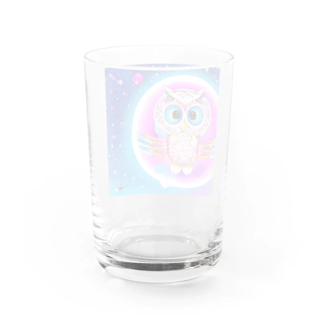 Moichi Designs Shop-2023のフクロウの宇宙飛行士 Water Glass :back