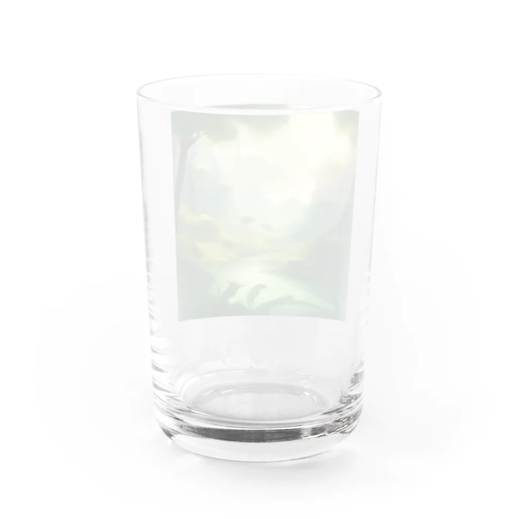 G7のショップの 幻想の森 グリーンウンダー アートプリント Water Glass :back