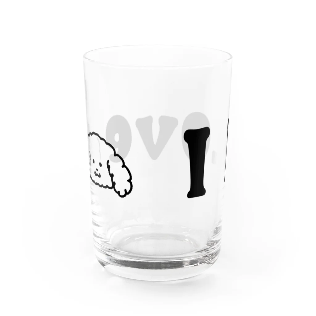 ほしいるかのI Love プードル Water Glass :back