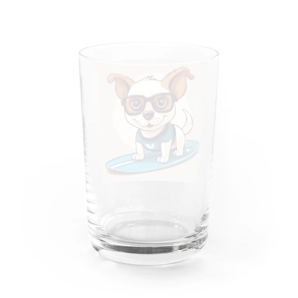 With-a-smileのサーフィン犬 Water Glass :back