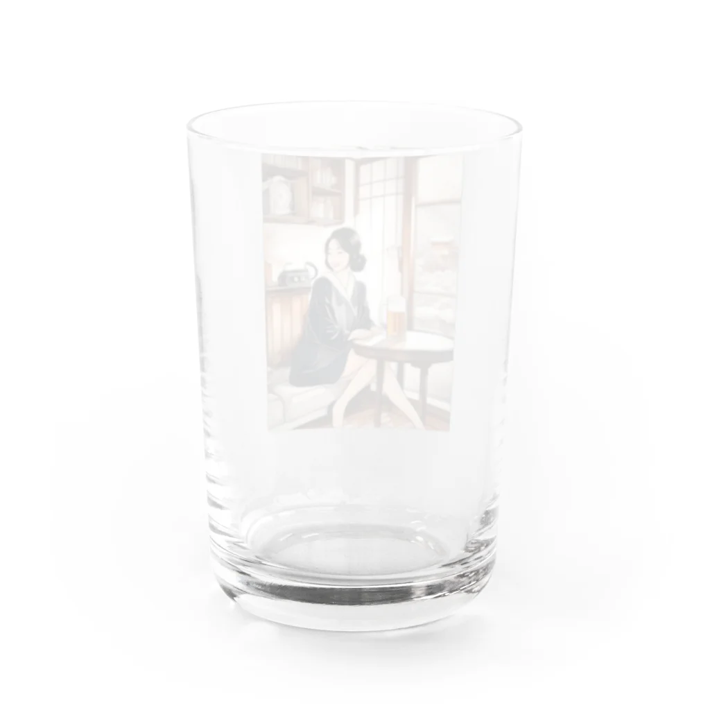 MistyStarkの日本人女性冬ビール Water Glass :back