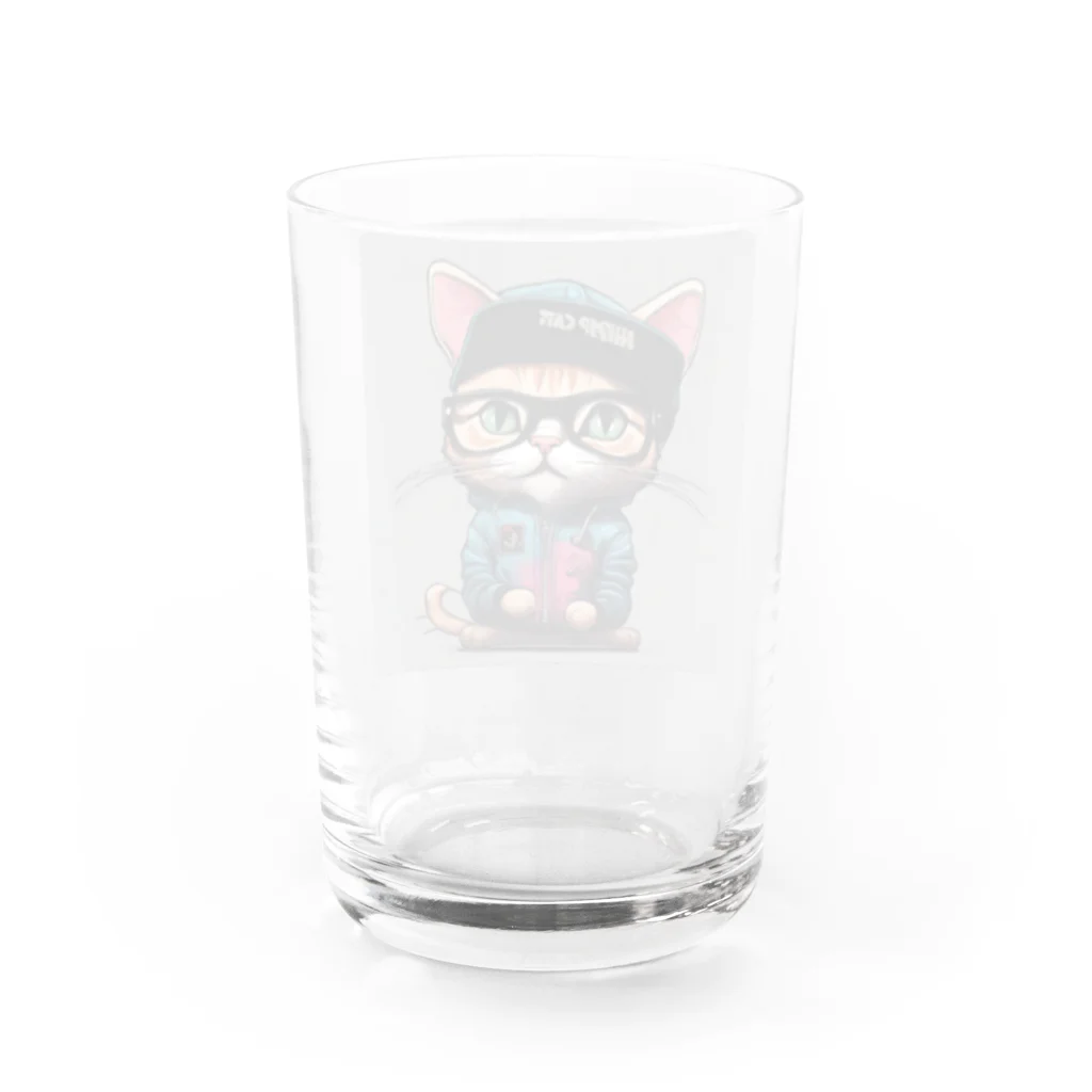 非常口社長のヒップホップ猫 Water Glass :back