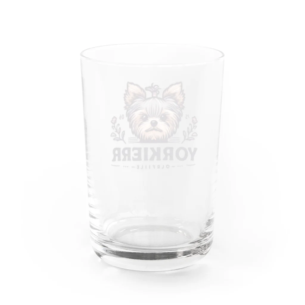 ガオのお店のかわいいヨークシャテリアのロゴ入りグッズ Water Glass :back