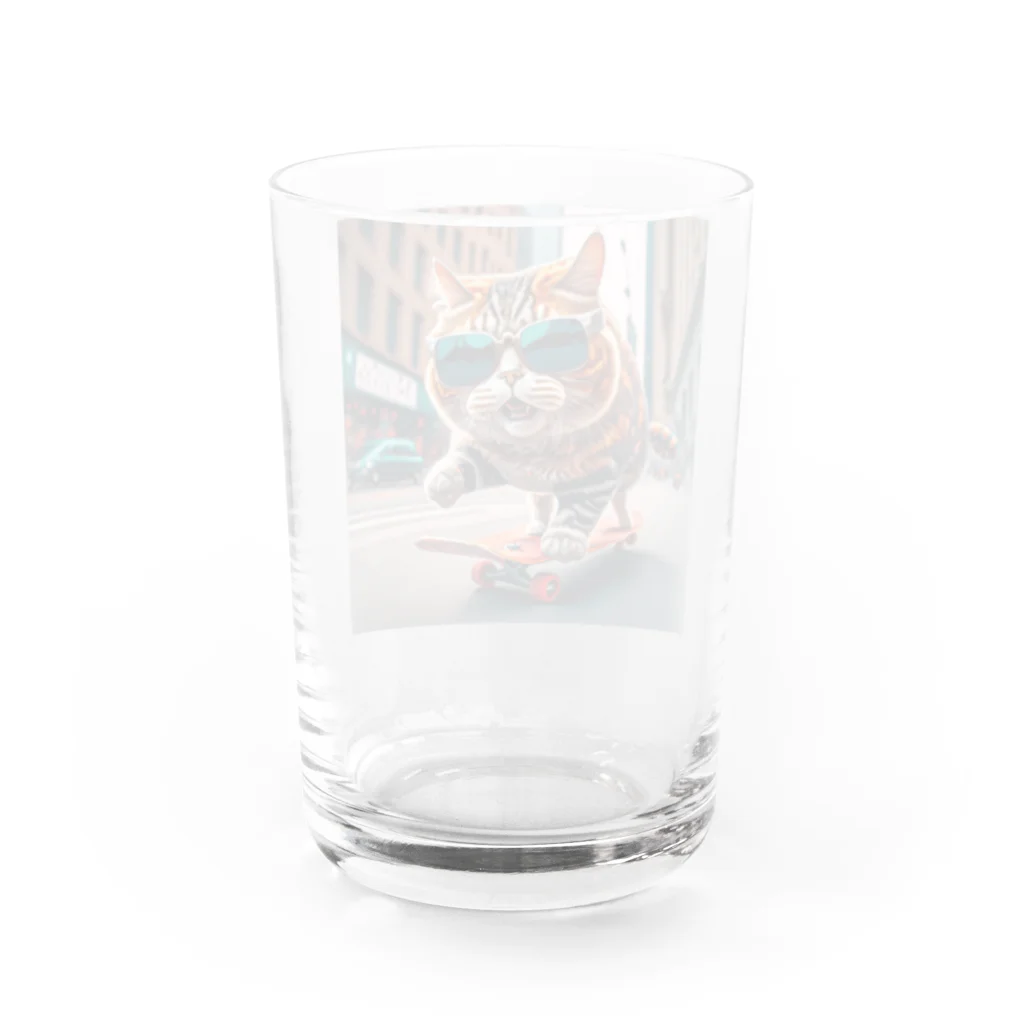 ✨🌏TCHD LLC SHOP🌏✨のノリノリスケボー猫ちゃん🐈🛹✨ Water Glass :back