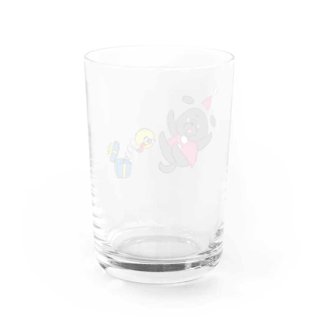 フレブルとパググッズS’IRISERの鼻ペチャクリスマス　パグ　黒パグ Water Glass :back