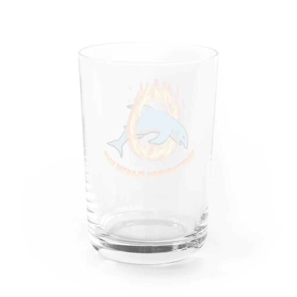 ko-jの火の輪を飛び越えるサメ Water Glass :back