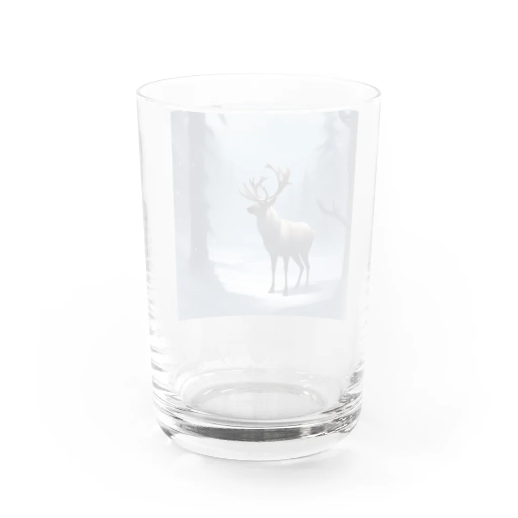 うねうねキャッチのクリスマスのトナカイ Water Glass :back