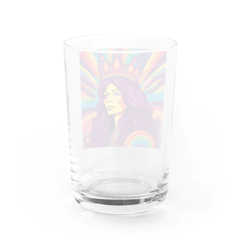 茉莉花のサイケデリックな世界の紫色のロングヘアの女王様 Water Glass :back