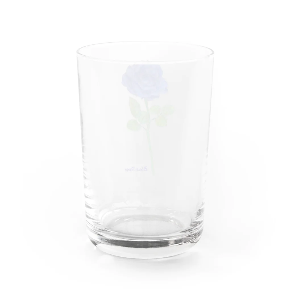 水色プリントの夢叶う青い薔薇 Water Glass :back