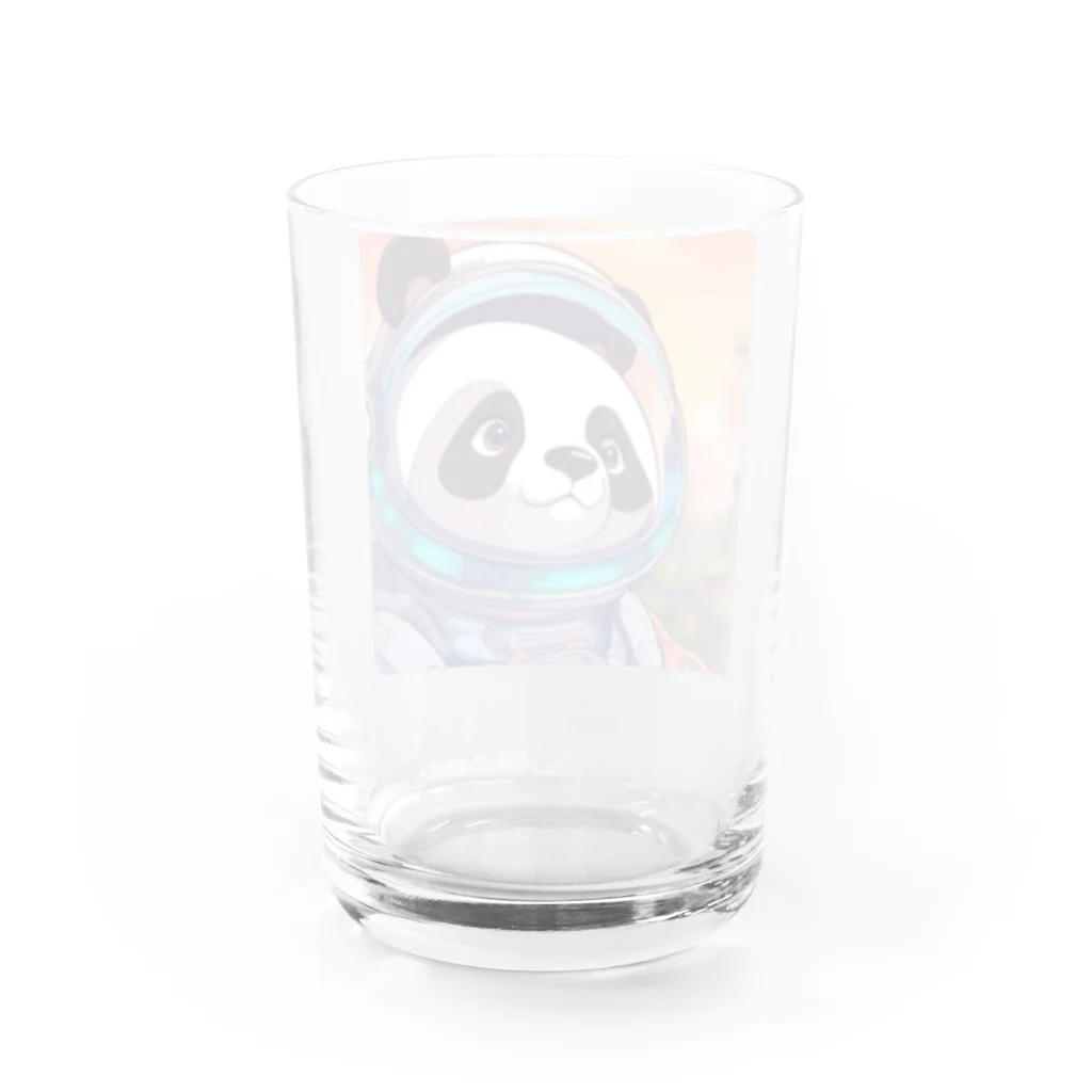 動物大好き＠たつまるの宇宙を満喫するパンダ Water Glass :back