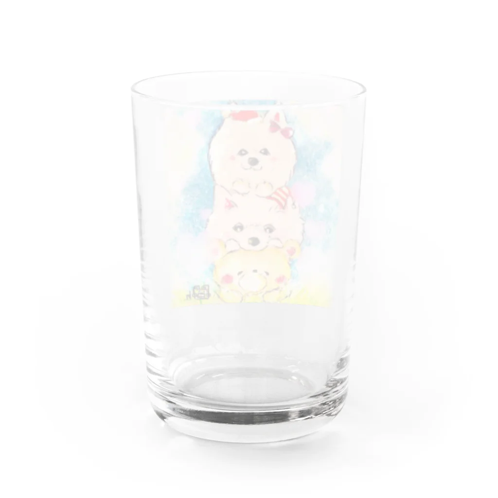 くまイラスト 春くぅの青空だんご Water Glass :back