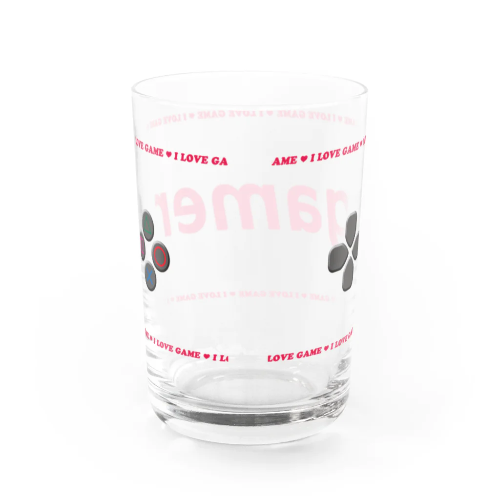 GAMEGAMEGAMEのILOVE GAME (pink) Water Glass :back